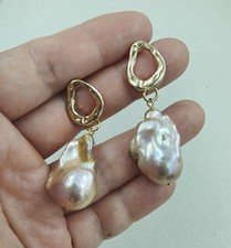 Natürlich Mehrfarbig Süßwasser Barock Perlen Ohrringe Drop 925 Silber Nadel