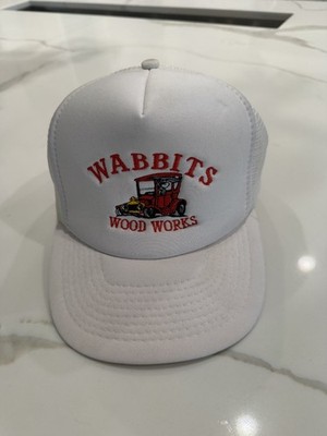 Wabbits Wood Works Trucker Hat Snapback Mesh Cap Embroidered Vintage