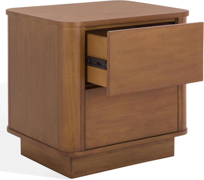 Chrysandra Walnut 2-Drawer Nightstand - Fully Assembled Bedroom Storage
