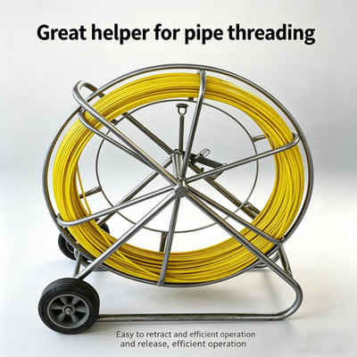 10mm Fiberglass+Steel Wire Fish Tape-130° Flexible&Insulated Cable Puller 150m