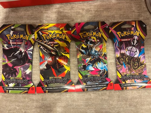 Pokemon TCG Mega Evolution Pitch Black Sleeved Booster Packs Lot of 4 Sealed