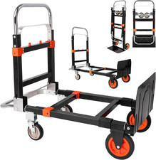 Heavy Duty 3-in-1 Aluminum Hand Truck Dolly - 660 Lbs Capacity, Collapsible Trol