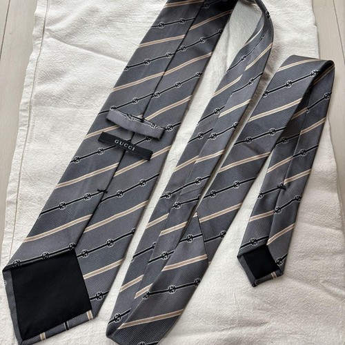 Corbata Gucci 100 % seda multicolor a rayas patrón GG 3,2 pulgadas de Japón - Imagen 4 de 24