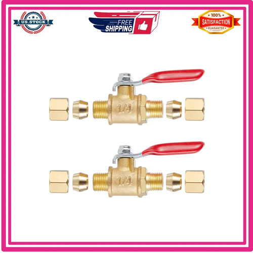 2pcs Brass Ball Valve 1/4 inch Compression x 1/4 inch Compression Shut Off Valve