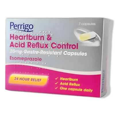 Perrigo Heartburn & Acid Reflux Control 20mg Esomeprazole 7 Capsules 24hr Relief