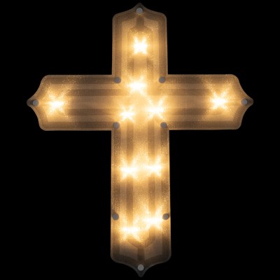 Northlight 14'' Lighted Religious Cross Easter Window Silhouette Decoration