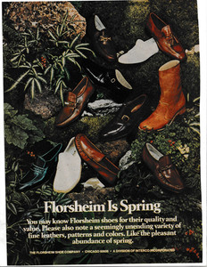 FLORSHEIM Shoes 1976 2-page ad Fine Leathers Patterns Colors