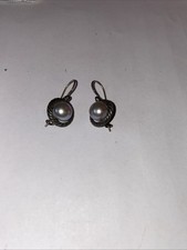 Israel Cultured Pearl Hook Dangle Hanging Earrings 925 Silvermark