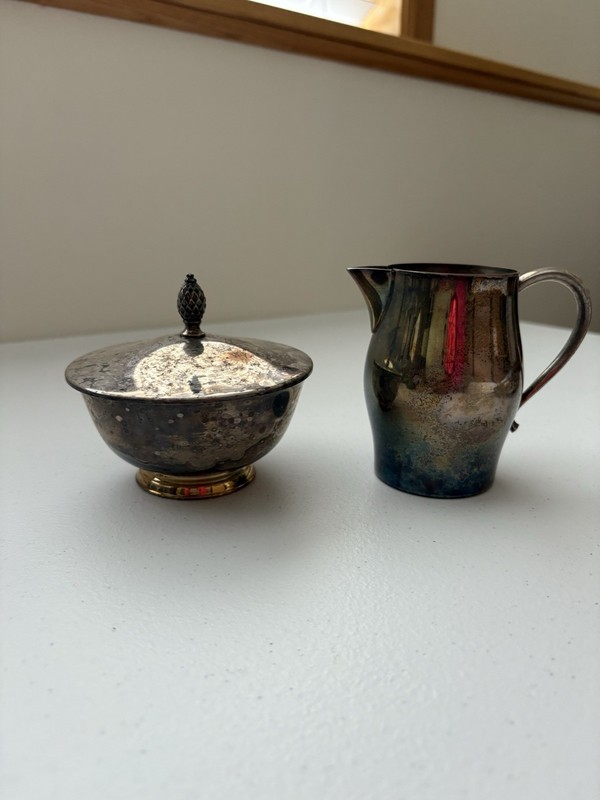 Vintage Silver Paul Revere 3pc Sugar Creamer WMOneida Silverplate Server