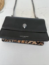 Kurt Geiger Black With Leopard Accents Lovely Crossbody Bag NWOT 