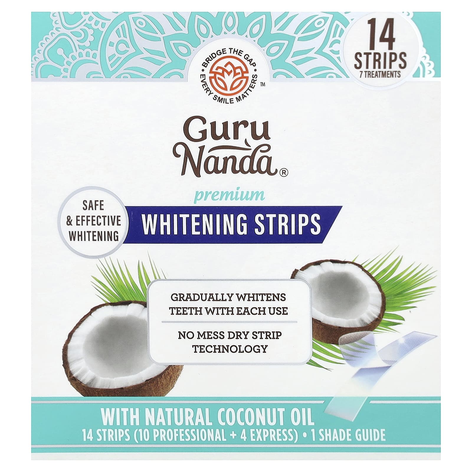Gurunanda Teeth Whitening Strips - 7-Day Treatment With Non-Slip Dry Strip Technology - Whitening Designed With Care For A Brighter Smile - Image 2