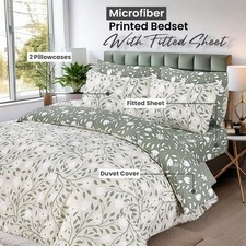 4 Piece Complete Bedding Set Duvet Cover Set With Fitted Bed Sheet & Pillowcases