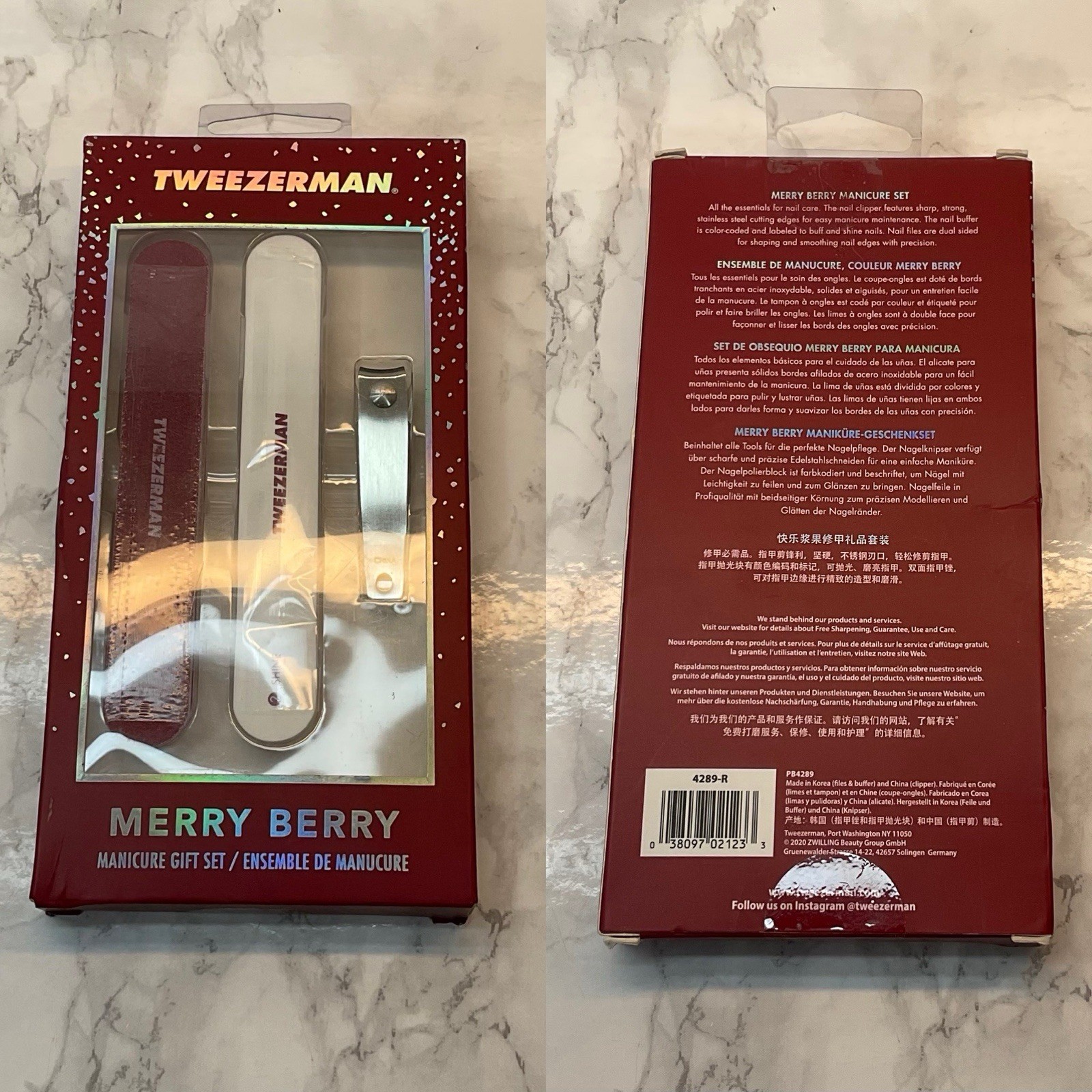 TWEEZERMAN Merry Berry Manicure Gift Set With Clippers, Nail & Buffer Files