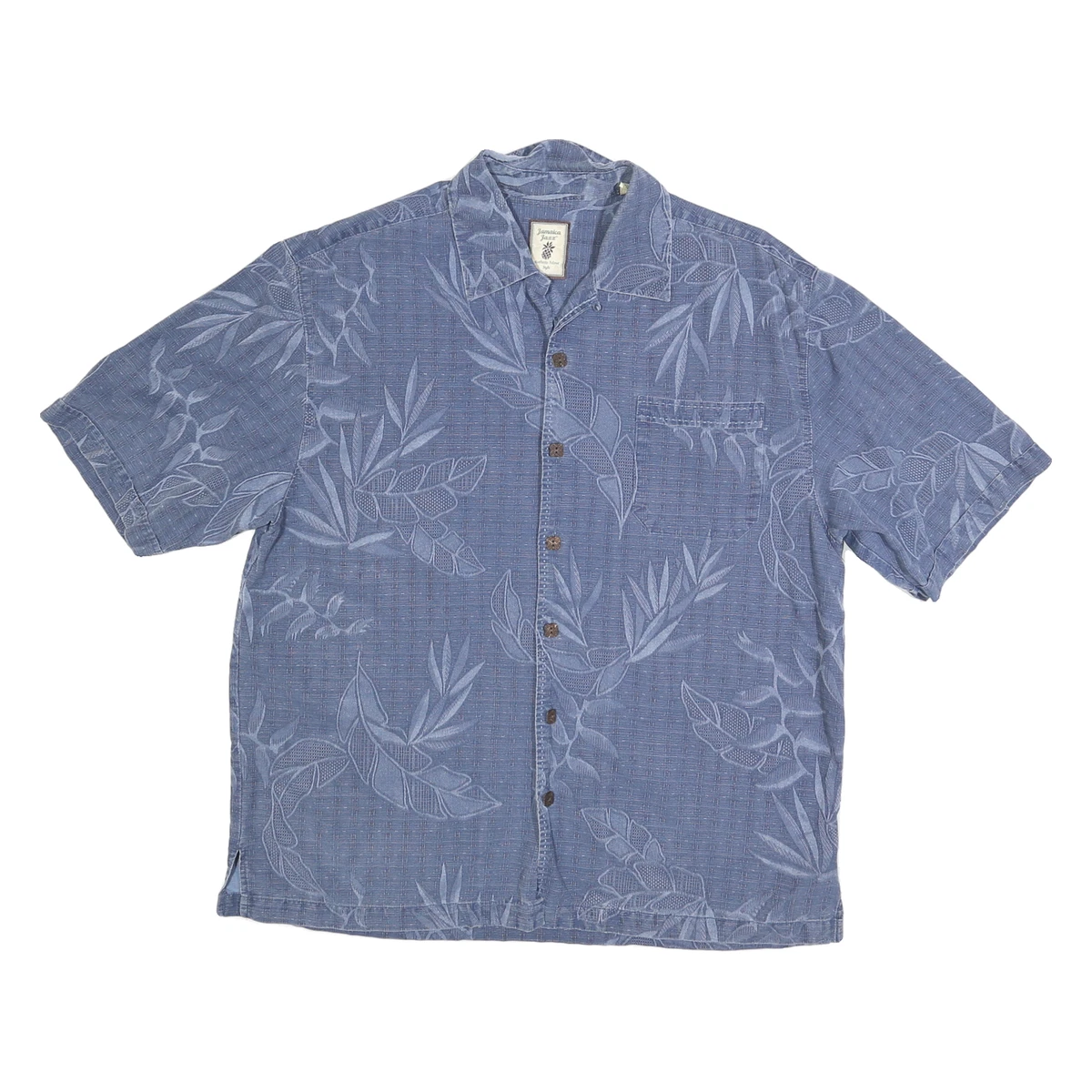 Chemise Hawaïenne Homme Caribbean Joe, Manches Courtes, Bleu à Palmiers, Taille L