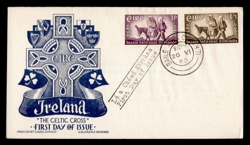 DR WHO 1960 IRELAND FDC CELTIC CROSS ICC/STAEHLE CACHET COMBO 1.30 M76519