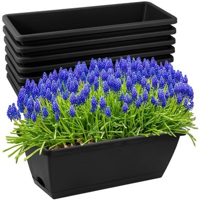 Rectangular Plastic Planters with Drainage - 8pc