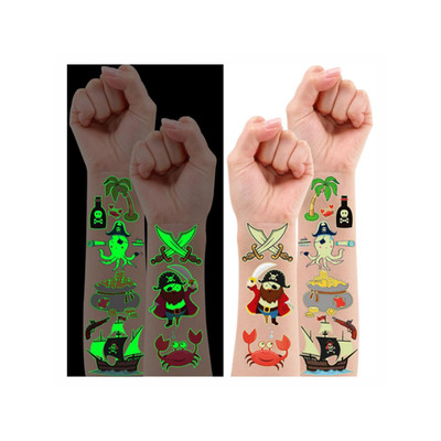 Piraten Tattoos Set Kinder 38 Stück 8,26x5,9 Inch Luminous Spaß, hautfreundlich