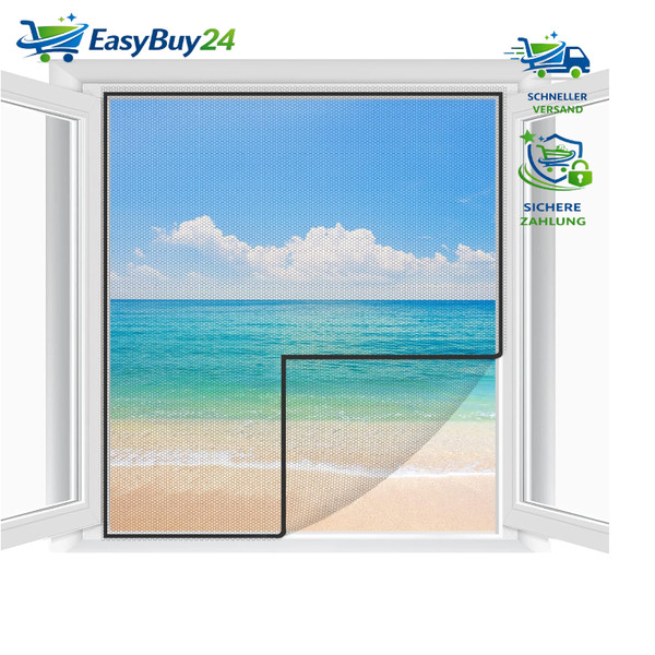 Fliegengitter Fenster 2Er Set Zuschneidbar Ohne Bohren 250X150Cm Insektenschutz-image