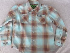 NWOT Dixxon Flannel DFC Youth Division Boys Shirt XS Brown Blue Long Sleeve