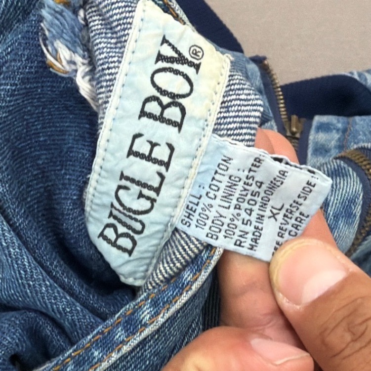 Vintage Bugle Boy Reversible Vest Mens XL Denim Fleece Striped Multi-Color Zip image 4