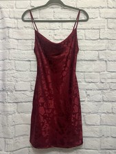 Urban Outfitters Floral Cowl Neck Slip Dress Women XS Red Jacquard Satin Glam