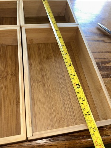6pcs Bamboo Drawer Organizer Set Wood Storage Containers for Kitchen Bathroom - Picture 7 of 9
