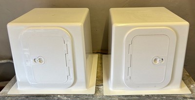 2 x GFK Bootssitz Aufbewahrungsbox, weiß Luke - Rippe, Angelboot 410 mm hoch