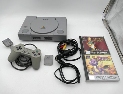 Sony Playstation 1 Konsole PS1 SCPH-9002 + Controller + Tomb Raider II Spyro 2