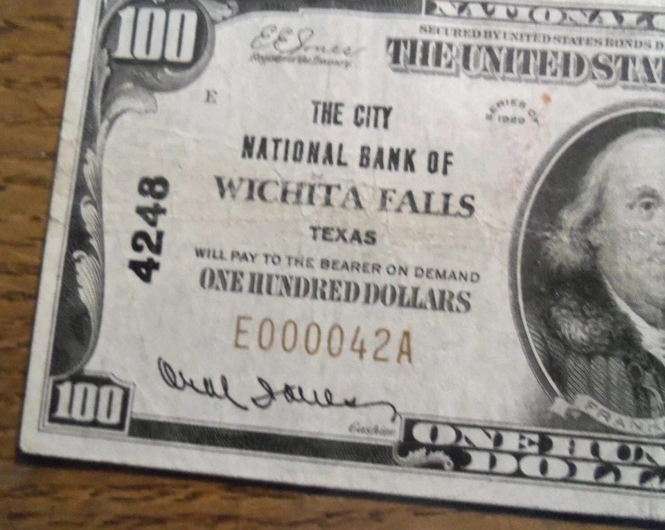 1929 $100 Wichita Falls TX - Image 3 of 3