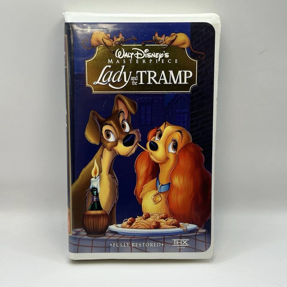 Lady & The Tramp VHS Disney Video Tape Masterpiece Vintage Clamshell Paper Label - Image 4 of 4