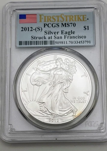 2012-S American Silver Eagle PCGS MS70 First Strike FS San Francsico .999 1oz