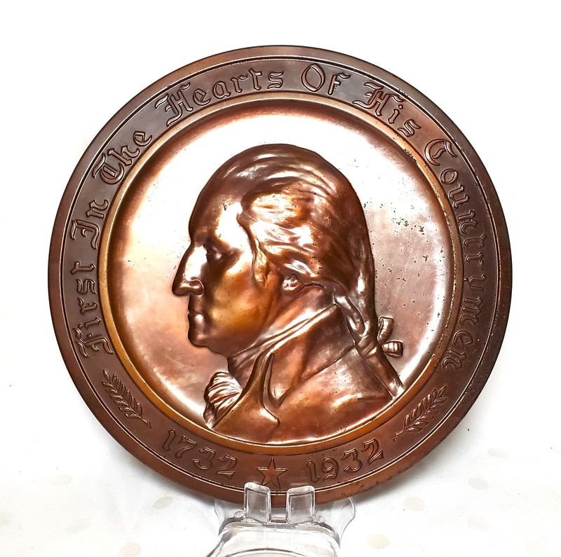 Antique Advertising Plaque 1931 Mutual Ins. George Washington by Gorham Copper
