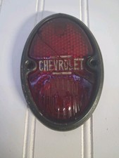 Vintage Chevrolet Tail Light Glass Lens And Bezel With Printed Chevrolet 