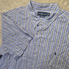Polo Ralph Lauren Shirt Mens 4XB Button Down Blue Stripe Cotton Oxford Office