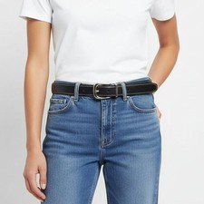 Wrangler Black  Silver Leather Belt 28