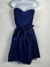 B2 Dress sz 10 Navy Blue Lace Ballroom Elegance Dark Romance Coquette Formal