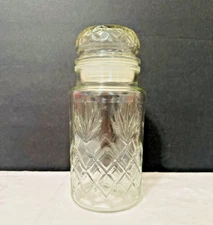 Mr. Peanut Jar Planters Cannister w/ Original Lid Diamond Cut Glass Vintage 1983