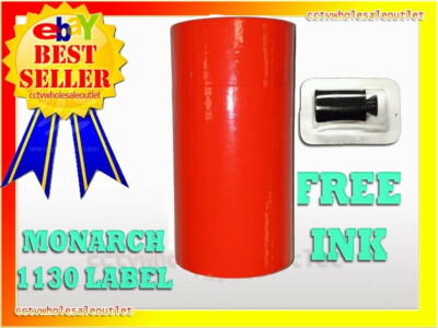 FLUORESCENT RED LABEL FOR MONARCH 1130 PRICING GUN 1 SLEEVE=10 ROLLS