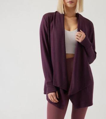 ATHLETA SPICED CABERNET POCKETS NIRVANA PRANAYAMA RESTORE WRAP CARDIGAN TALL XLT