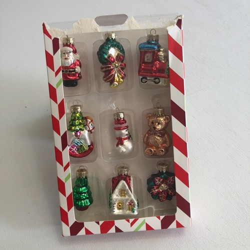 MACY’S HOLIDAY LANE Glass Christmas Ornaments Boxed Set of 9 Figural - Picture 5 of 17