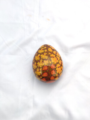 Vintage Egg Shape  Box w/ Ornate Pink Floral Design- Handmade