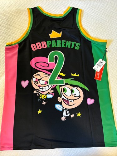 FAIRLY ODD PARENT Copricapo Classics Maglia Basket Nera ~ Taglia XL ~ Nuova con etichette - Foto 2 di 6