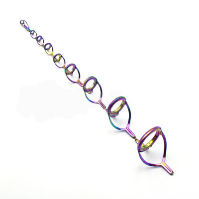 9PCS Rainbow Casting Fishing Rod Guides Tip Repair Kit Eye Line Ring double Leg