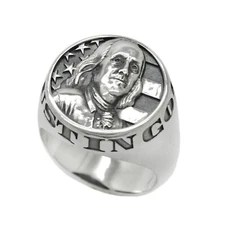 Benjamin Franklin Mens Sterling Silver Ring Signet