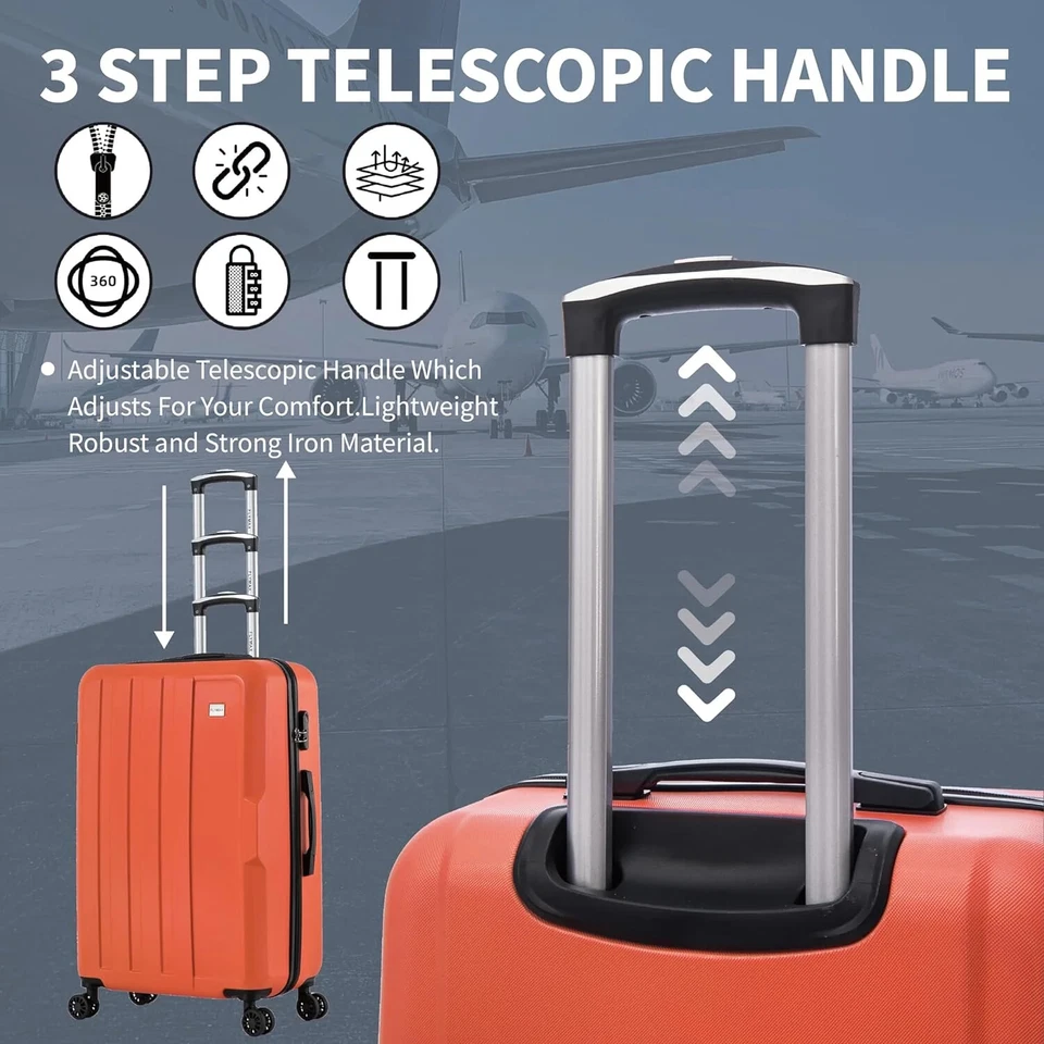 XL Large Suitcase 4 Wheel Medium Lightweight Luggage ABS Hard Shell Cabin Case - Image 4 of 4