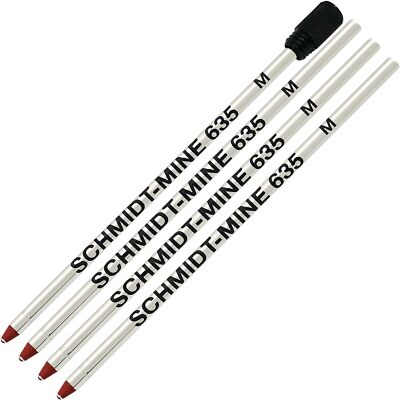 Schmidt 635 D1 Mine Ballpoint Refill - Red Ink (Tip 0.7mm) - Pack of 4