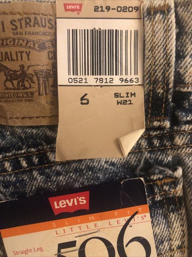 Vintage 1980s Levi’s 506 boys jeans size 6 Slim White Wash-New With tags - Picture 4 of 5