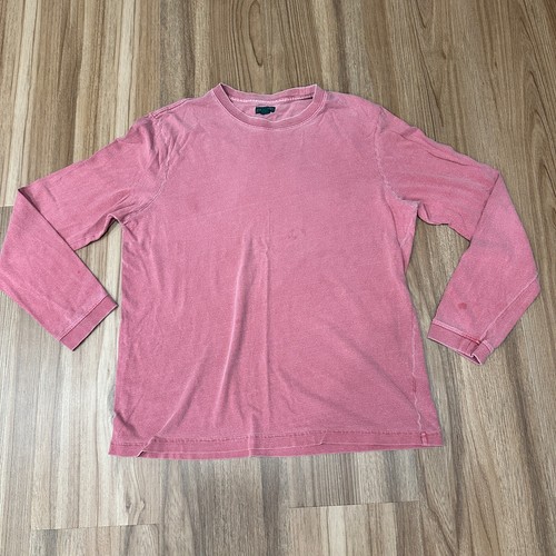 Vtg J Crew Always Salmon Pink Fade Grunge Long Sleeve T Shirt Size L Made in USA