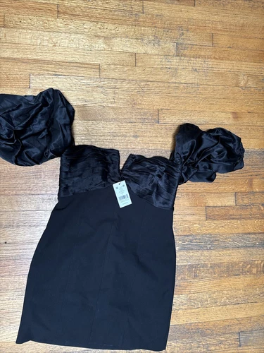 Cinq A Sept Women's Dress Black Puff Sleeve New Size 14