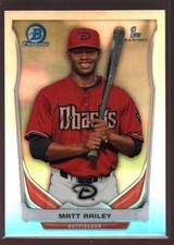 MATT RAILEY ARIZONA DIAMONDBACKS ROOKIE REFRACTOR RC SP 2014 BOWMAN CHROME DRAFT